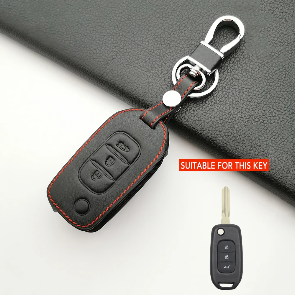 Hot Sale Leather Key Holder Keychain for Renault Logan 2 Stepway Sandero Duster 2019 2020 Car Key Cover Case Protection Shell