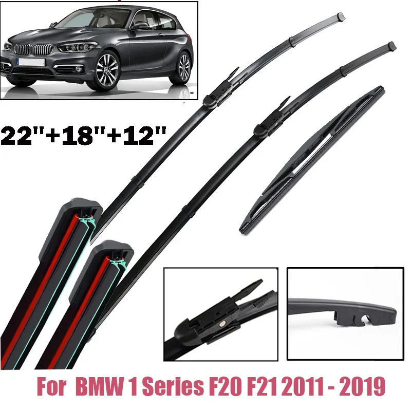 

Wiper LHD Front & Rear Wiper Blades Set For BMW 1 Series F20 F21 2011 - 2019 Windshield Windscreen Window Rain Brushes