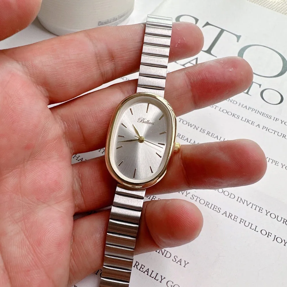 

New Oval Dial Quartz Watch Simple Fold-down Clasp Watch Women Watch Student Wristwatch