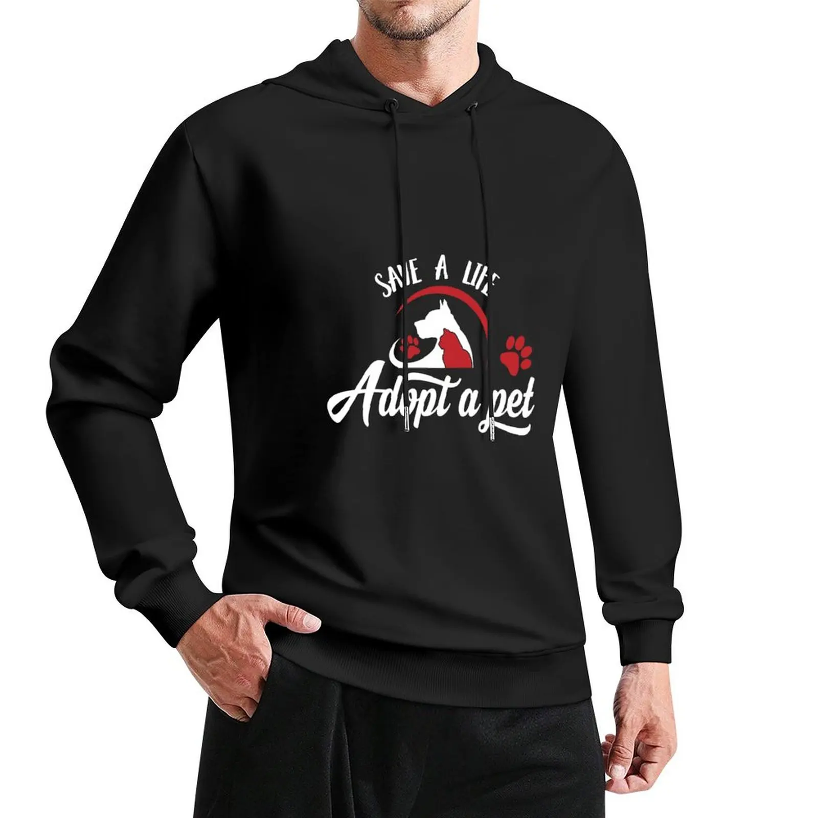 Tshirt save a life Adopt a pet best seller Pullover Hoodie men's sweat-shirt mens clothes men's coat anime hoodie