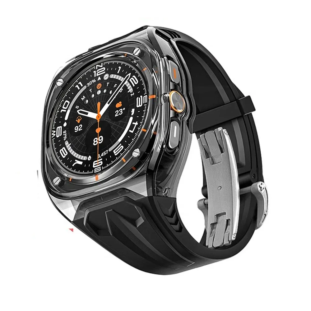 Pulseira esportiva com fecho borboleta para Samsung Galaxy Watch 7 Ultra47mm Capa transparente TPU para GALAXY ULTRA 7 Capa protetora