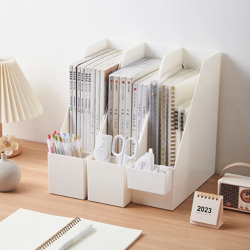 

Desktop Bookstand Office Plastic Japanese Style Storage Artifact Supplies Book Beautiful Storage Box Wholesale Sorting Rack