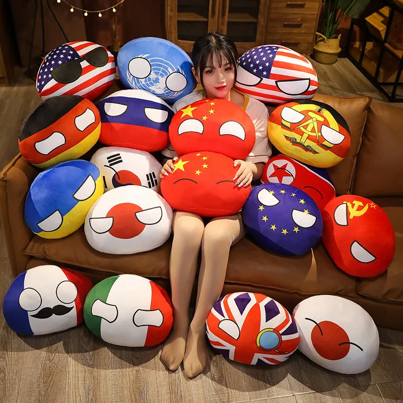 

10-50cm Polandball Plush Toy Doll Country Ball UN USA USSR FRANCE RUSSIA UK KR JAPAN EU CANANDA ITALY Stuffed Pillow Home Decor