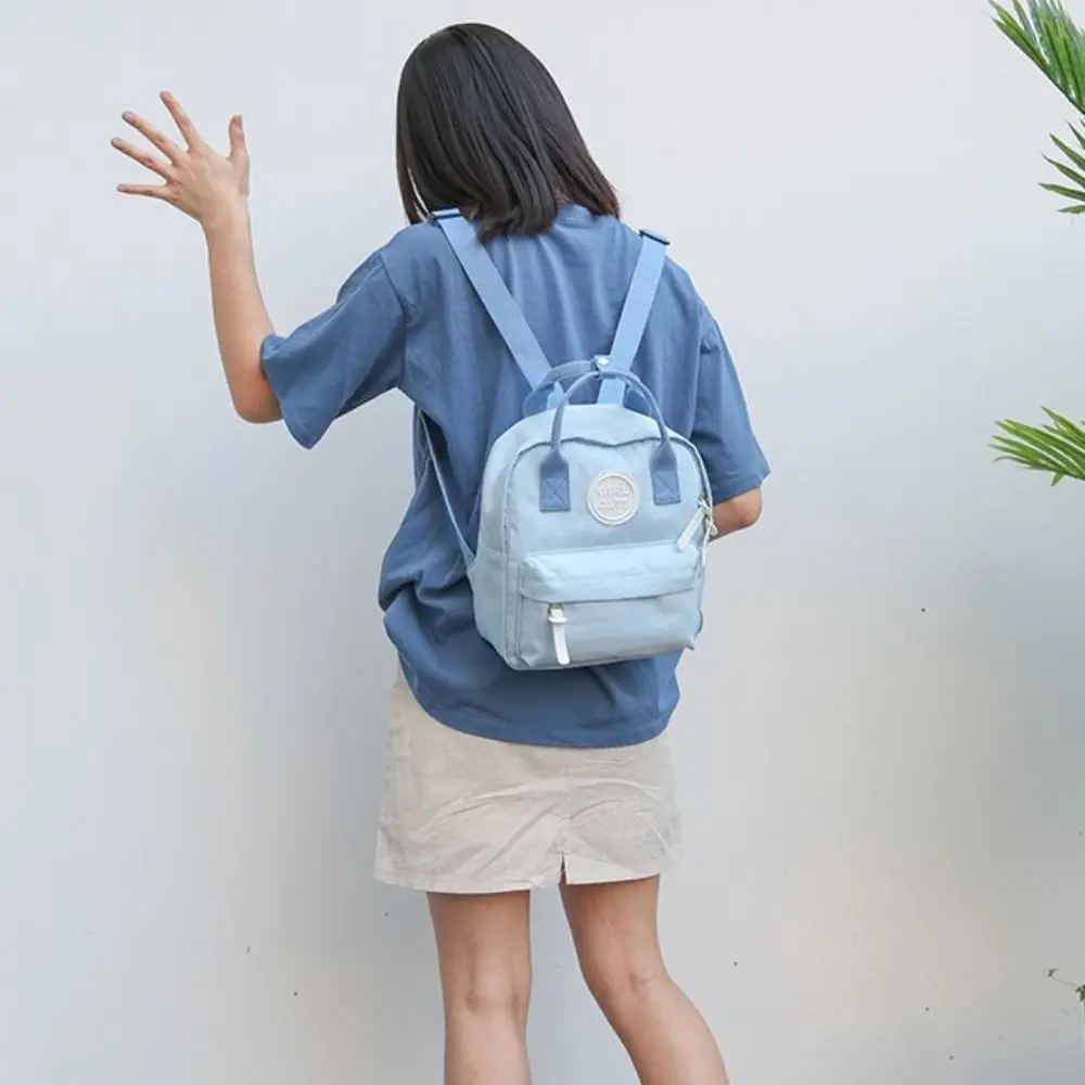 New Solid Color Parent-Child Backpack Zipper Adjustable Mommy Bag Canvas School Bag Women