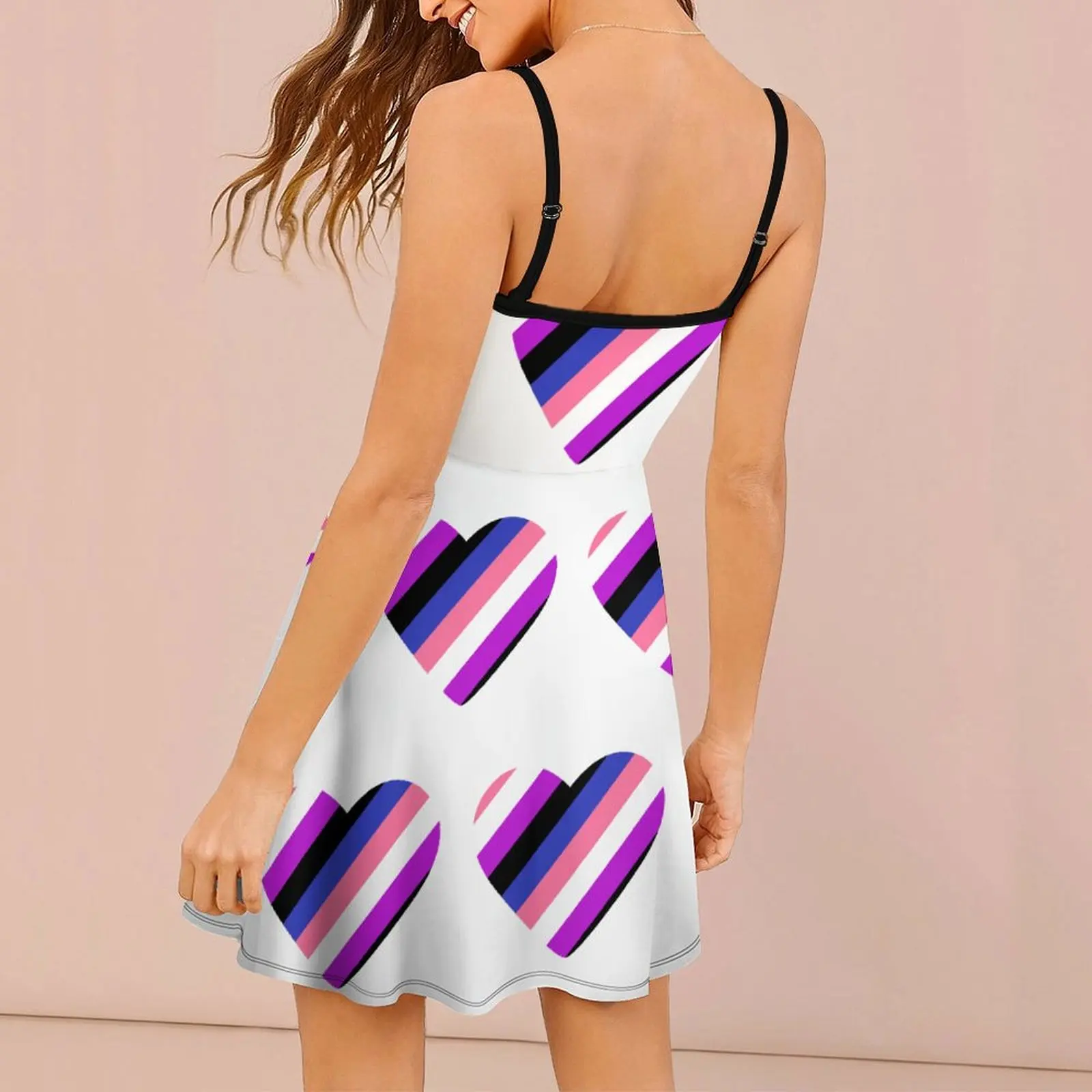 Genderfluid Pride Flag Stripes abito a tracolla da donna Joke Strappy Dress Funny Graphic Exotic women's Clothing Clubs