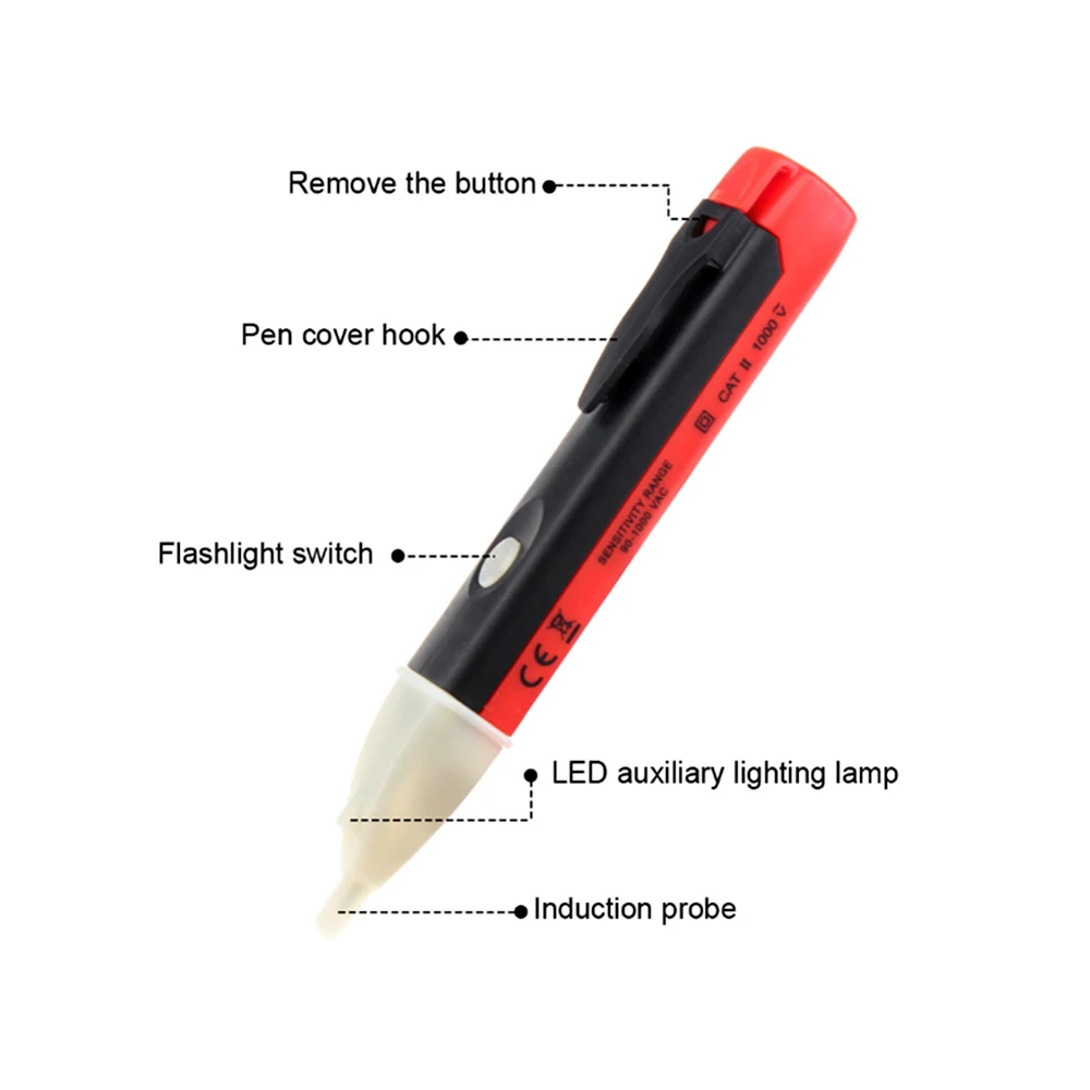 Electric indicator 90-1000V Non-Contact Socket Wall AC Power Outlet Voltage Detector Sensor Tester Pen LED light AC 110V-220V