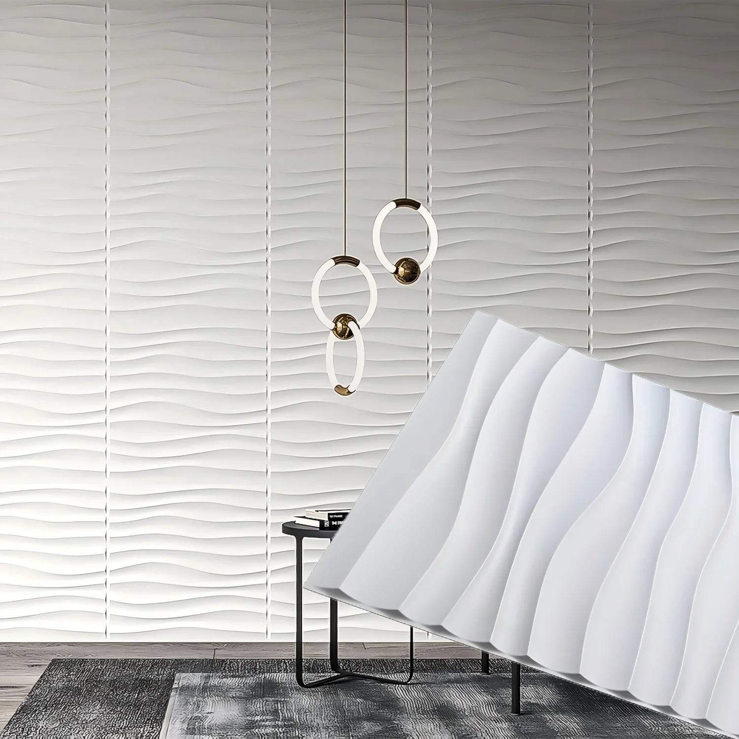 Wall Renovation 3D PVC Wave Board Texture Wall Panel Non-self-adhesive Wall Sticker Art Ceramic Tile Wallpaper Room Bathroom