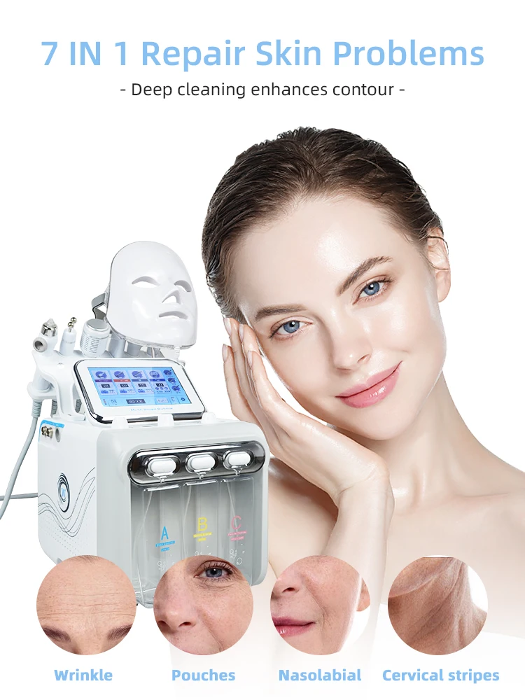 Sentidos Beauty 7-in-1 Wasser-Sauerstoff-Kleinblasengerät, professionelles Hydra-Wasser-Dermabrasions-Schönheitsinstrument, Gesichts-Spa, Hautpflege, Hautreinigung