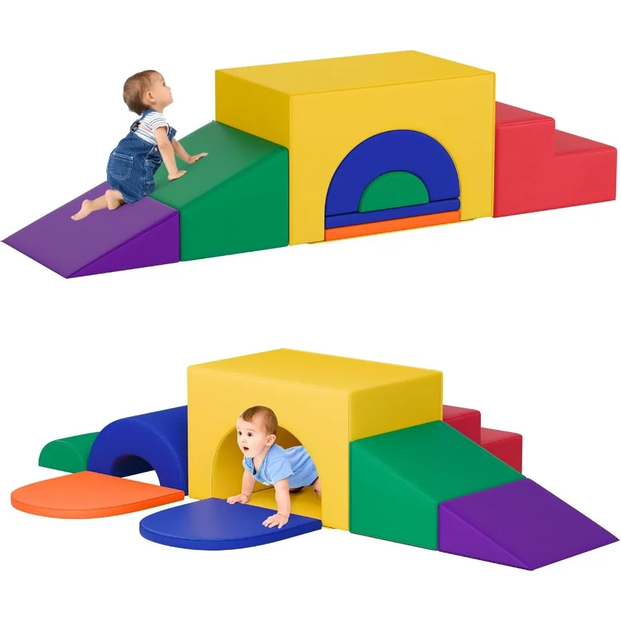 مجموعة مكعبات التسلق الرغوية الناعمة من TOLEAD ألعاب لعب ناعمة كبيرة 5 في 1 لزحف قوس التسلق المنزلق مثالية للحضانة وPresc #1