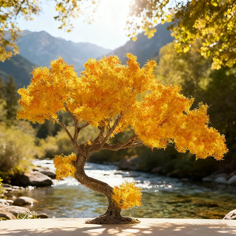 شجرة سلكية خريفية مصغرة مع نموذج قاعدة شجرة القيقب شجرة المناظر الطبيعية تمثال منصة الدعامة شجرة نموذج طاولة الرمل