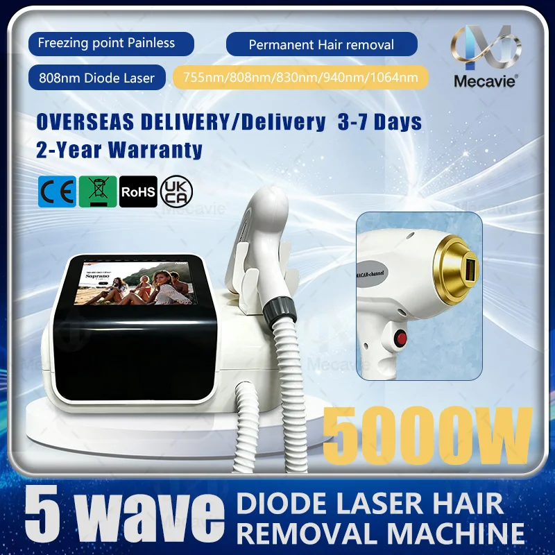 5 Wavelength Diode Laser Hair Removal Machine 755‑1064nm FAC Tech Ice Point Painless Permanent Salon Epilator