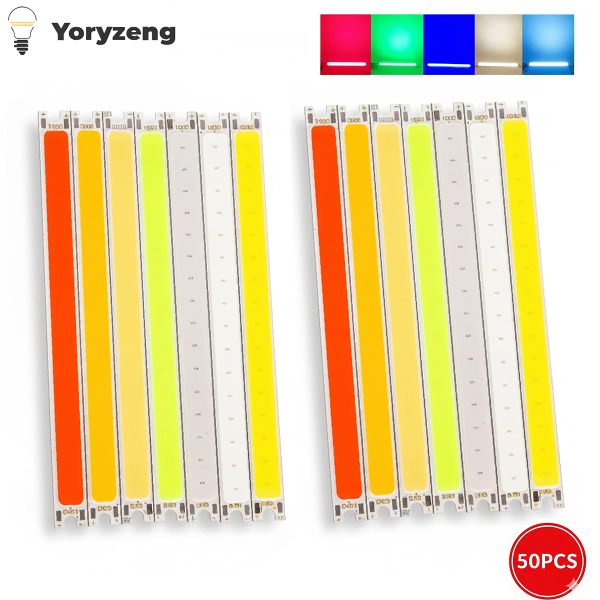 

50 шт. цветных светодиодных COB-чипов 100x8 мм, 5 Вт, DC 12-14 В, линейные светодиодные ленты, источник света, красные, синие, зеленые, белые светодиоды для DIY