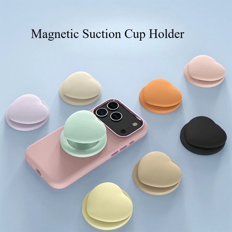 

Минималистичный однотонный модный 3D-чехол из жидкого силикона в форме сердца с подставкой-подушкой для MagSafe, совместимый с Apple и Samsung