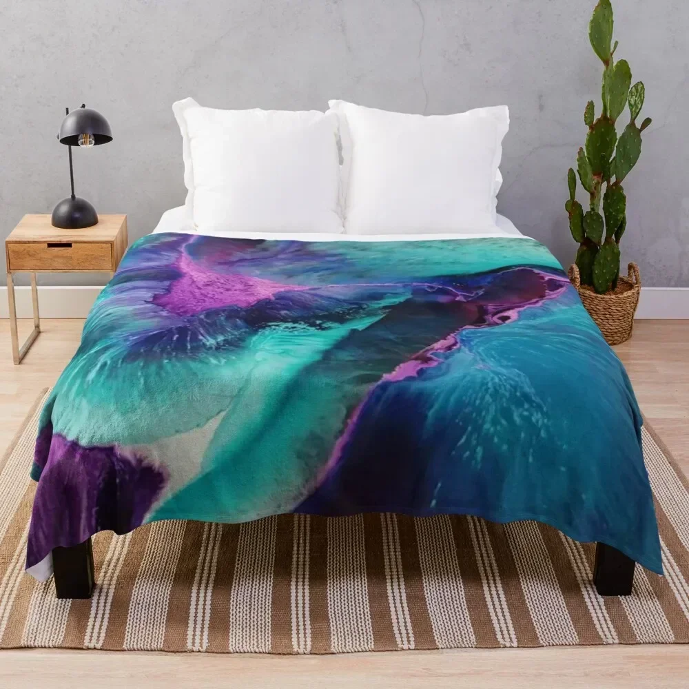 

Mermaid Lagoon Resin Ink Art in Blue, Pink and Purple Throw Blanket Plush Giant Sofa Polar Sofa Throw Blankets