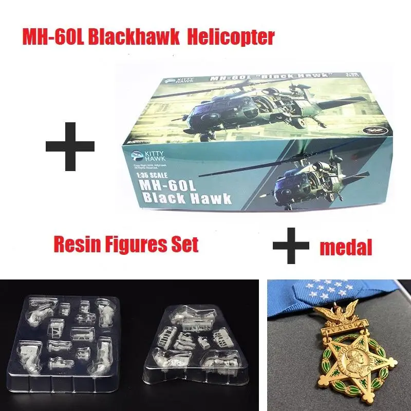 

Kitty Hawk 1/35 Scale MH-60L Blackhawk KH50005 & Resin Figures Set & Medal Assemble Model Kit