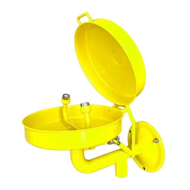 DEWASH High Quality Yellow elbow pipe New Safety Equipment Wall Mounted eyewash  station With flap Can be customized