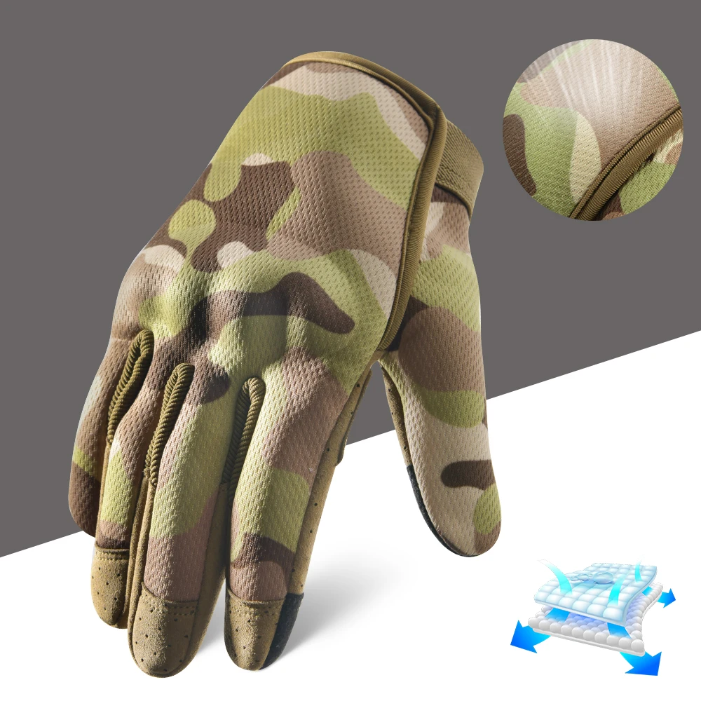 Multicam Tactical Gloves Men Outdoor Hunting Hiking Climbing Sports Camping Combat Anti-skid Cycling Full Finger Mittens Women