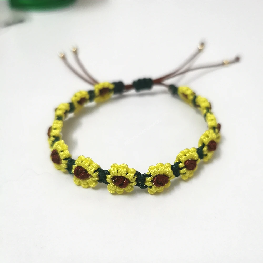 Beautiful Sunflower Bracelets Adjustable Boho Daisy Charm Handmade Braided Rope Friendship Matching Bracelet Couple Women Girl