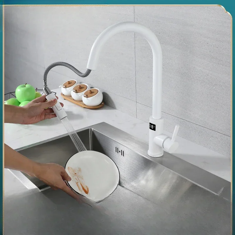 

Bathroom Accessories, Vegetable Washing Basin, Expandable Intelligent Hot and Cold Pull-out Faucet with Digital Display