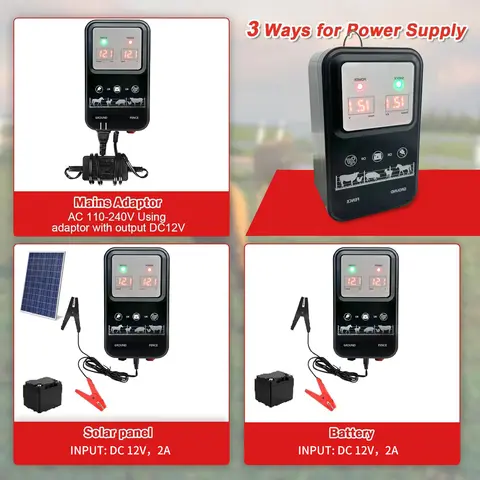 10KM इलेक्ट्रिक बाड़ एनर्जाइज़र मवेशी भेड़ घोड़े पशु फार्म पशुधन पल्स ट्रांसफार्मर डिवाइस इलेक्ट्रिक शेफर्ड किट 12V के लिए 8 best sales इलेक्ट्रिक शेफर्ड - №8