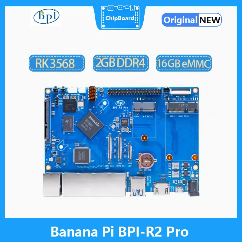 

Banana Pi BPI-R2 Pro Rockchip RK3568 Quad-core 16GB eMMC Flash 2G DDR3 Opensource Router Demo Board