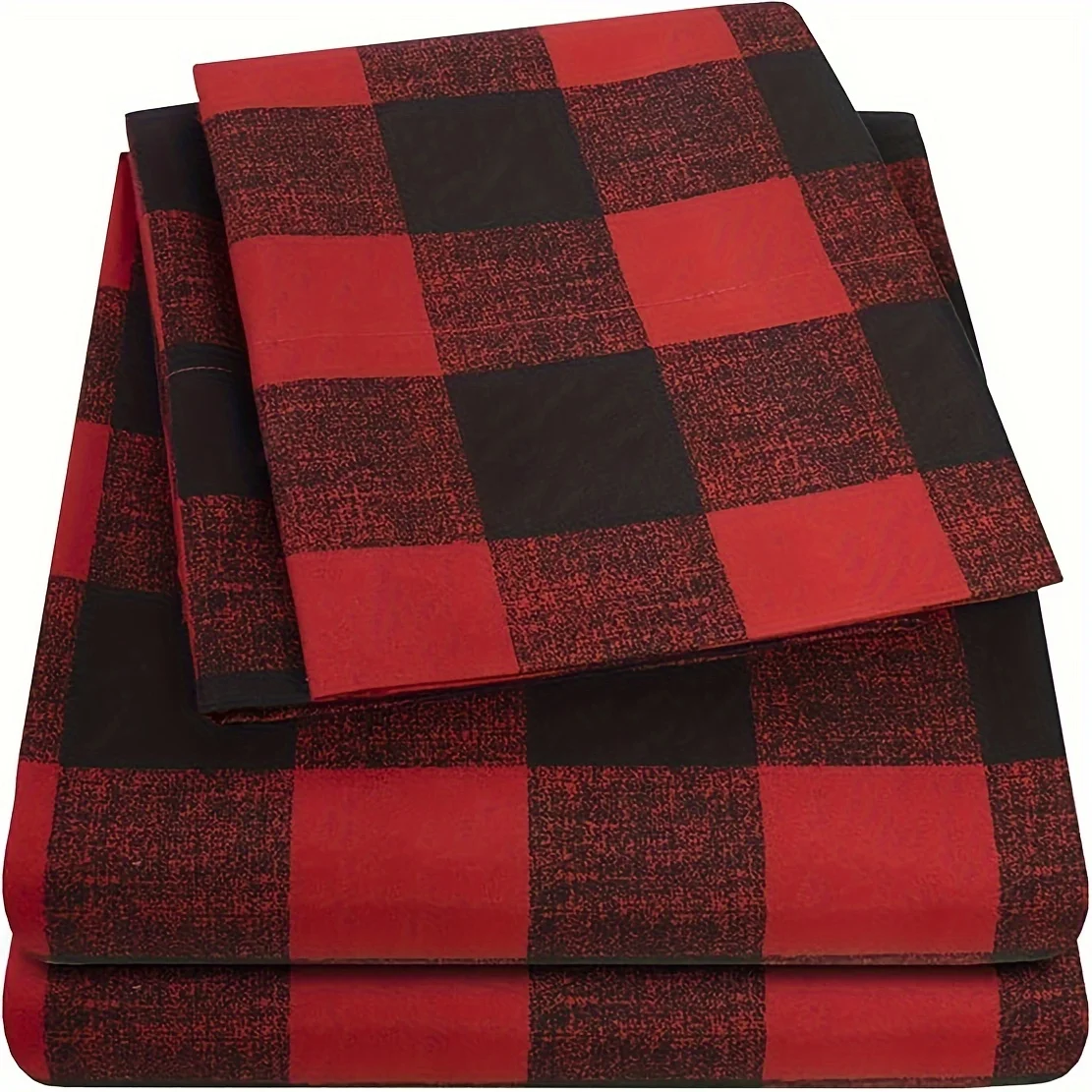 3/4 Luxury Bedding Buffalo Plaid Burgundy, Bed Sheets Set Anti-Wrinkle, Fading, Mattress Cover with Deep Pockets Soft Comfortabl