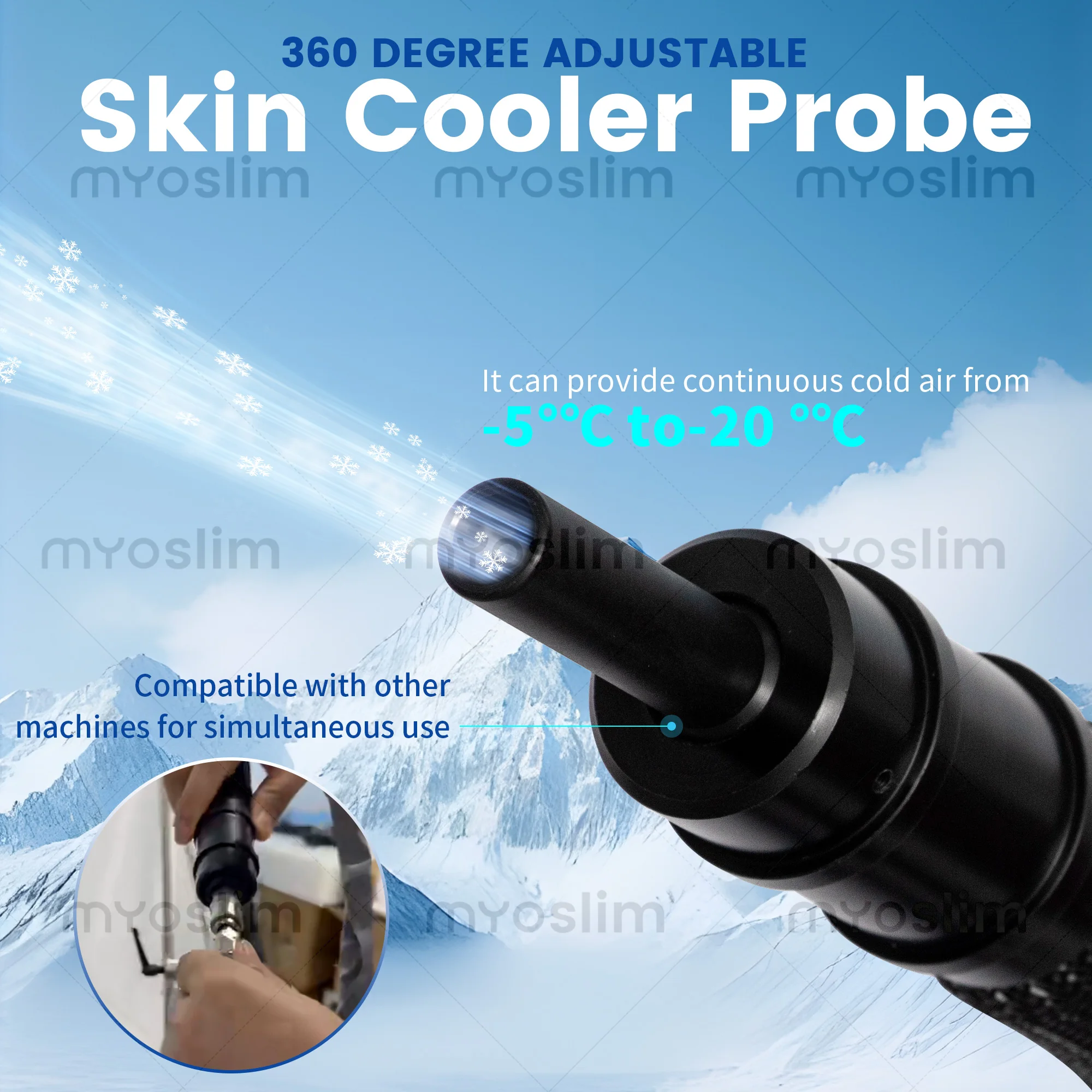 ColdAir Skin Cooling Machine, Professional Skin Air Cooler System for IPL/808 Hair Removal Pain Relief Auxiliary Device