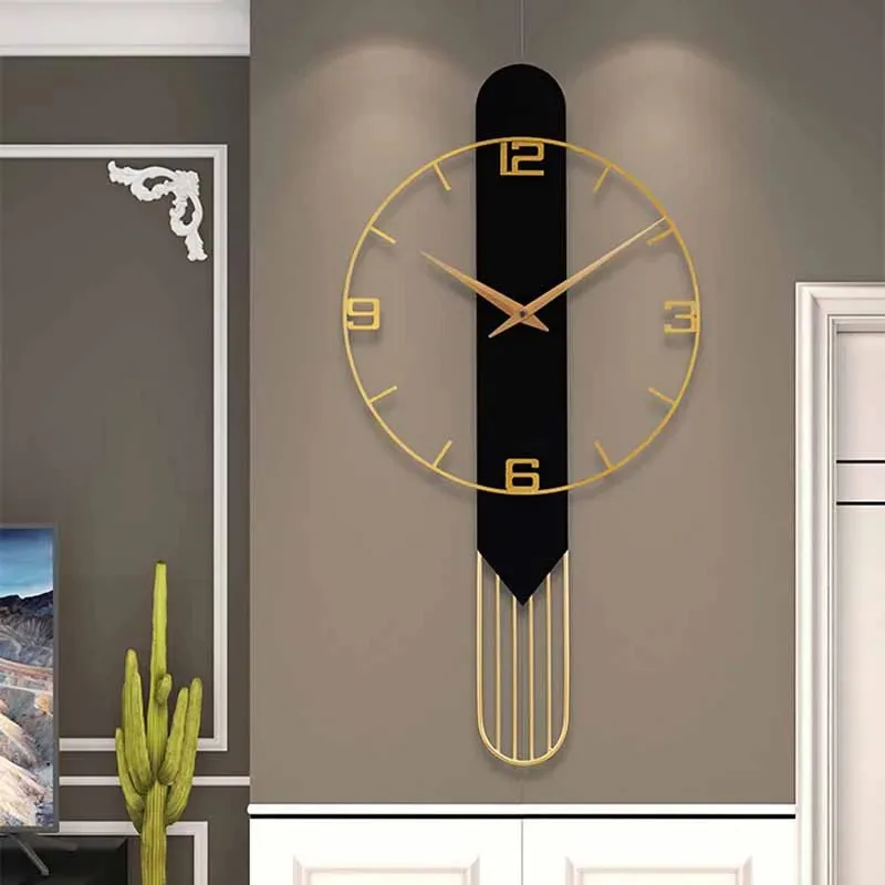 Silent Luxury Wall Clocks Nordic Design Gold Black Metal Stylish Wall Clock Large Girls Bedroom Orologio Da Parete Home Decor