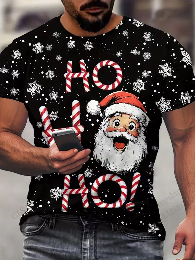 Fashion Christmas Santa Claus Hoho 3D Print T-shirt Men Women Fashion Large Size Short Sleeve Tees Men Clothing Unisex Tops
