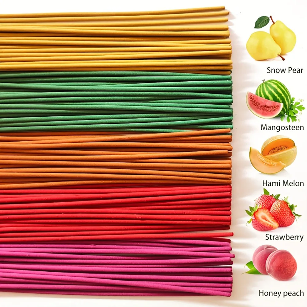 60/100 unidades, varas perfumadas de frutas mistas de 25,5 cm, fragrância fresca de verão, morango, cítrico, melancia, pêra, cereja, melão e sabores de pêssego, purificação e relaxante, presente de meditação de ioga, melhor escolha para o Natal