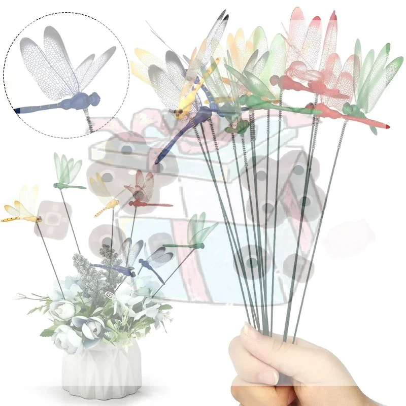 3D Dragonfly Garden Stakes 5/10pcs Vibrant Color Outdoor Decoration for Yard Flower Bed Potted Plant Patio Landscaping