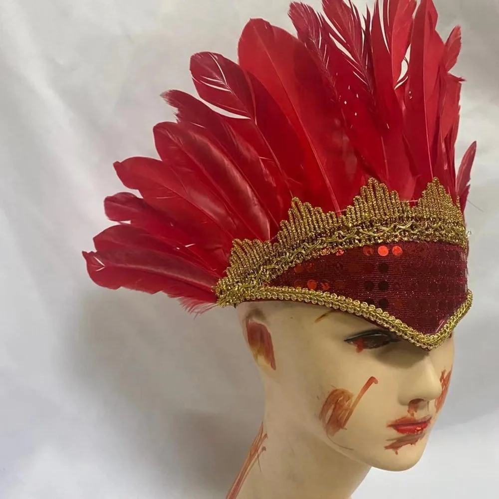 Colorful Feather Headdress New Head-mounted Feather Colored Headwear Adjustable Chief Headdress Fancy Dress Party