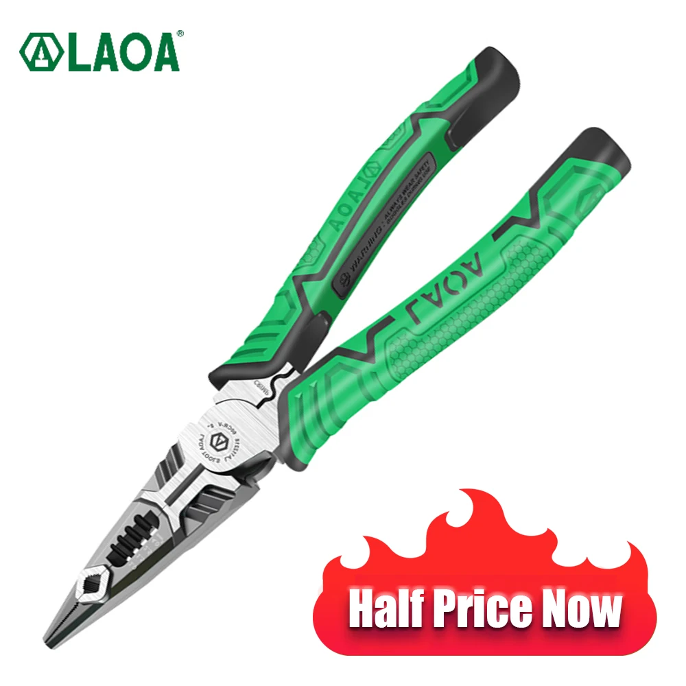 LAOA Needle Nose Pliers Hard Steel Wire Cutters Long Nose Wire Stripping Terminal Crimping Multifunctional Hand Tools