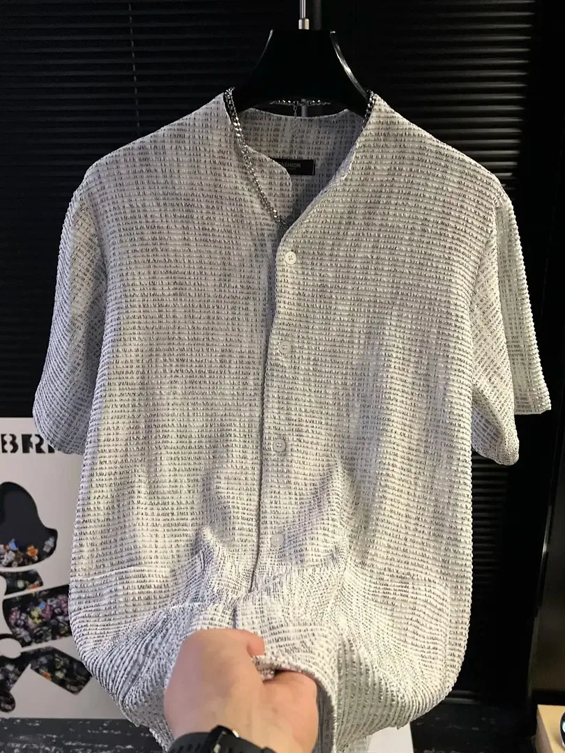 

Men's Loose Fit Short Sleeve Shirt Vintage Simple Design Summer New Style Trendy Casual Cotton Polyester Blend Breathable