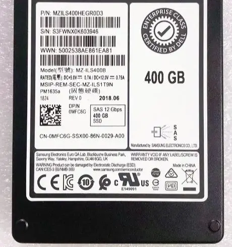 

For MZ-ILS400B 0MFC6G SSD 400G 2.5-inch SAS 12gb