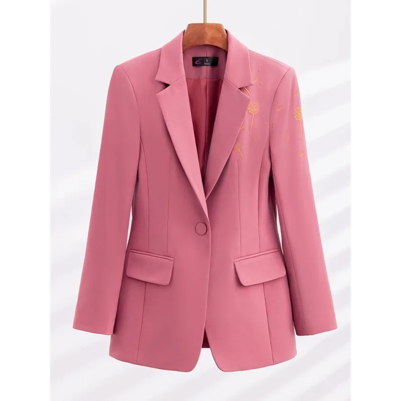 Pink Women Suit Blazer Black Red Formal Office Ladies Business Work Wear Jacket Female Long Sleeve Single Button Outfit Coat