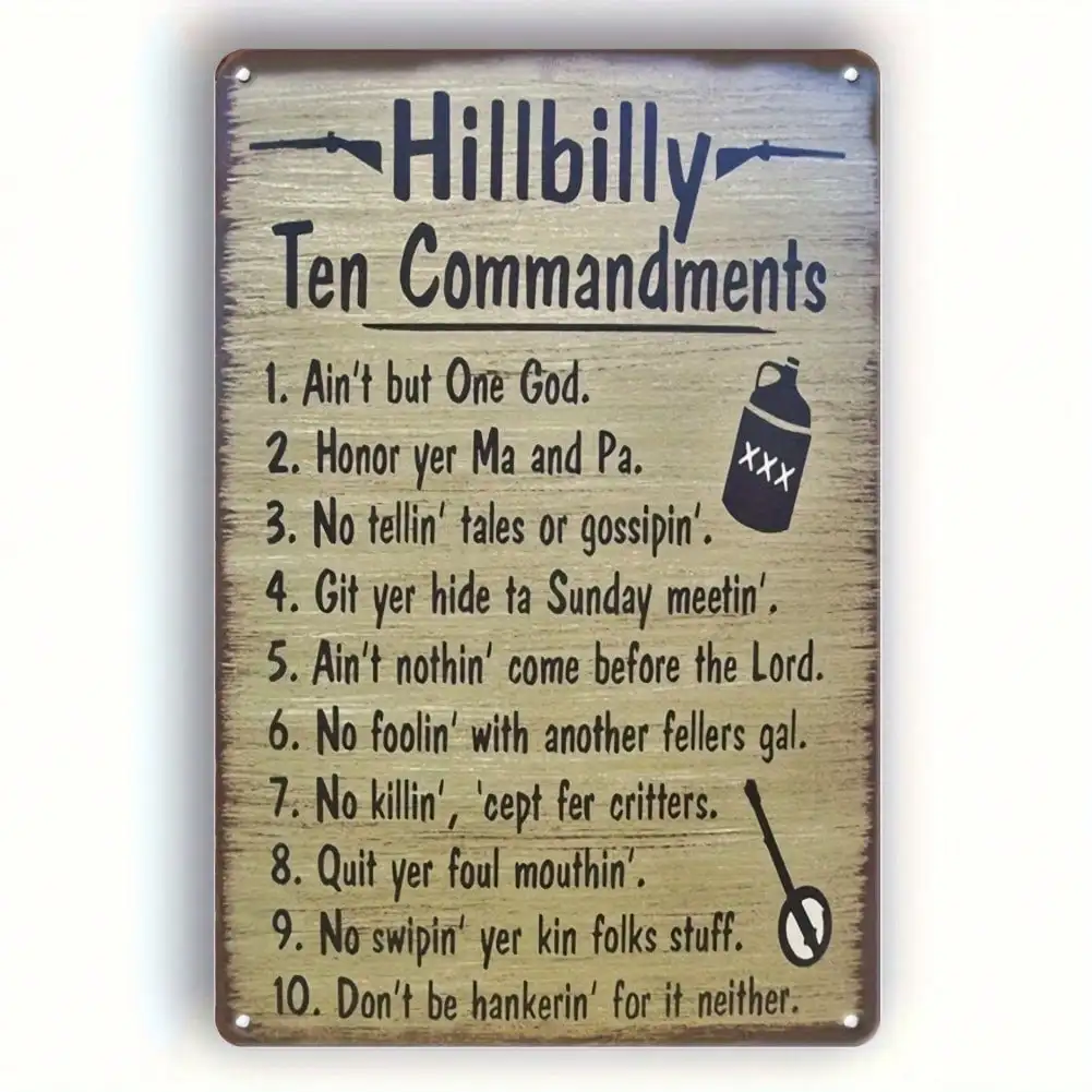 Vintage Rustic 10 Commandments Metal Sign 8x12 Inch Aluminum Wall Art for Home Decor Man Cave