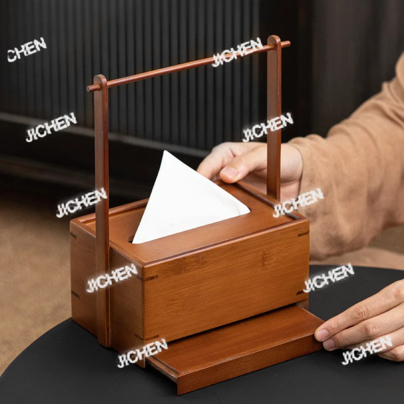 

ZQQ Bamboo Lift Beam Коробка для бумажных полотенец Китайский домашний ящик для гостиной Бумажная коробка