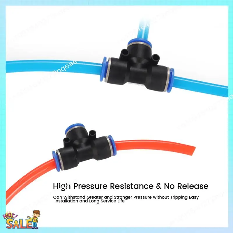 

N08R 100Pcs PE Pneumatic Fittings Fitting Plastic T Type 3-Way For 4Mm 6Mm 8Mm 10Mm Tee Tube Quick Connector Lock