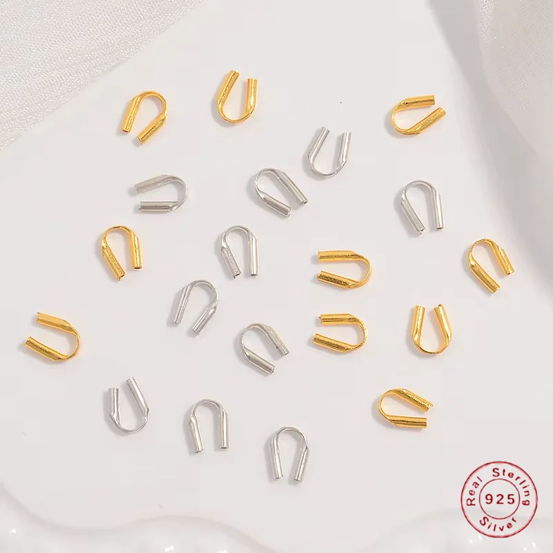 

6pcs S925 Sterling Silver U Shape Clasps Protection Wire Closure End Clasps for diy necklace, Jewelry Findings Accessories SK63