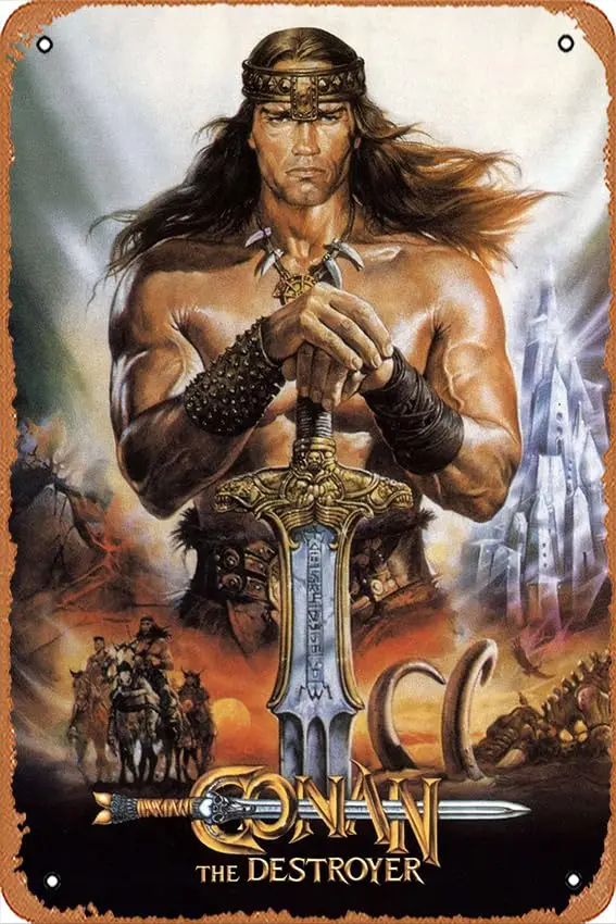 Vintage Metal Tin Sign Retro Metal Sign Conan the Destroyer 1984 Vintage Poster Reprint-Fantasy Home Decor in Poster Print or Ca