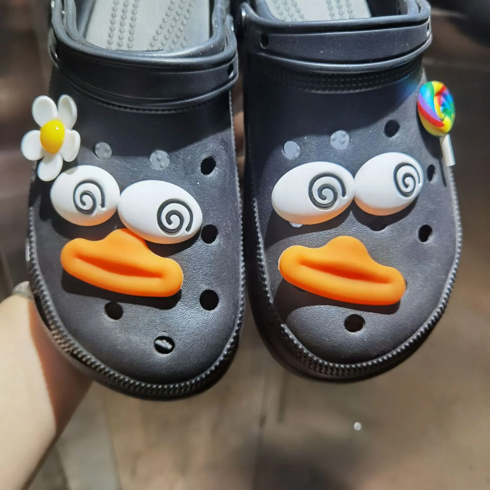 Clog Shoe Charms Cartoon Duck Heart Eye Mouth DIY Detachable Accessory PVC Multicolor Lightweight for Garden Slippers Travel