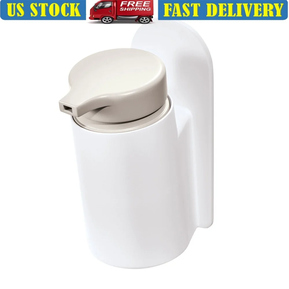 

Самоклеящийся дозатор мыла, настенный, простая установка, без сверла, современный дизайн, ванная комната, кухня, емкость 14 унций, прочный пластик