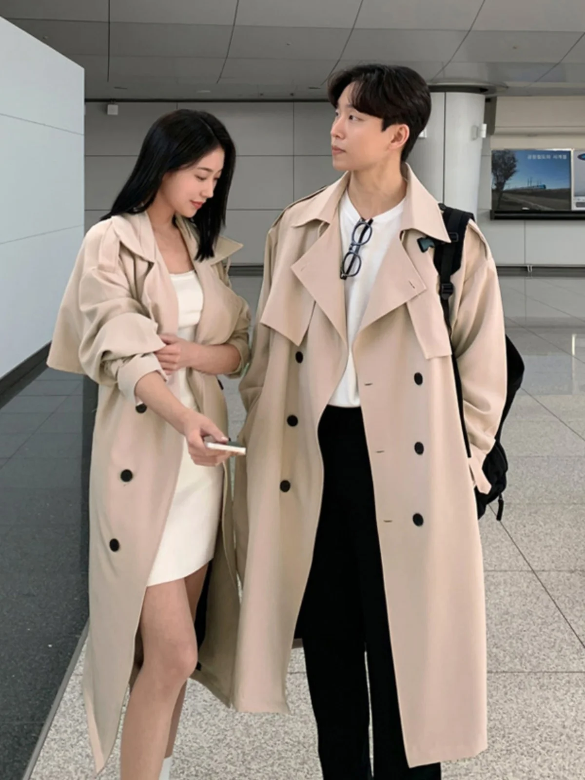 

Sli Autumn Winter Ulzzang Sle Men's And Women's Loose Mid-Length Coat Trendy Briti Sle Casual Outerwear