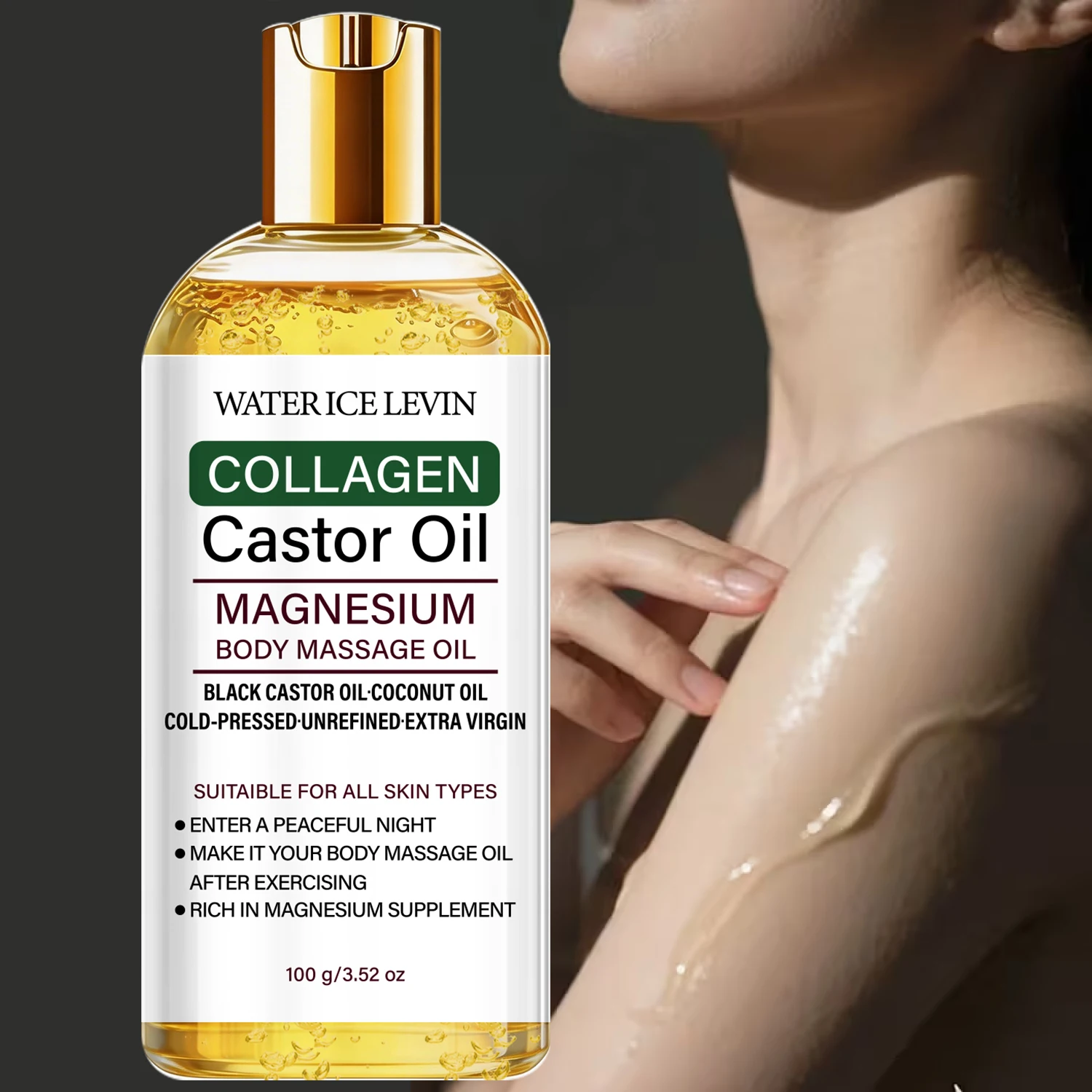Lightweight Body Massage Oil Cold-Pressed Black Castor Coconut Oil Deep Moisturize Skin Enhance Spa Experience 100g