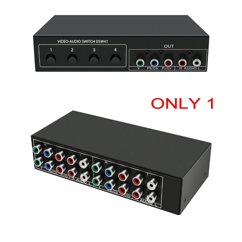 4X1 Component Video Signal Switcher Ypbpr Ycbcr Audio DSW41 Divider Panel Button Manual Switch CVBS 720P Metal Shell