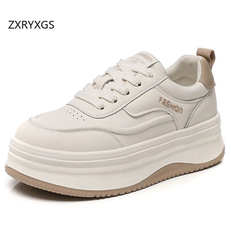 ZXRYXGS-Chaussures Blanches en Cuir group pour Femme, Baskets de Voyage Polyvalentes, à Semelles Optiques Populaires, Carillon de Loisirs, Nouvelle Collection 2025