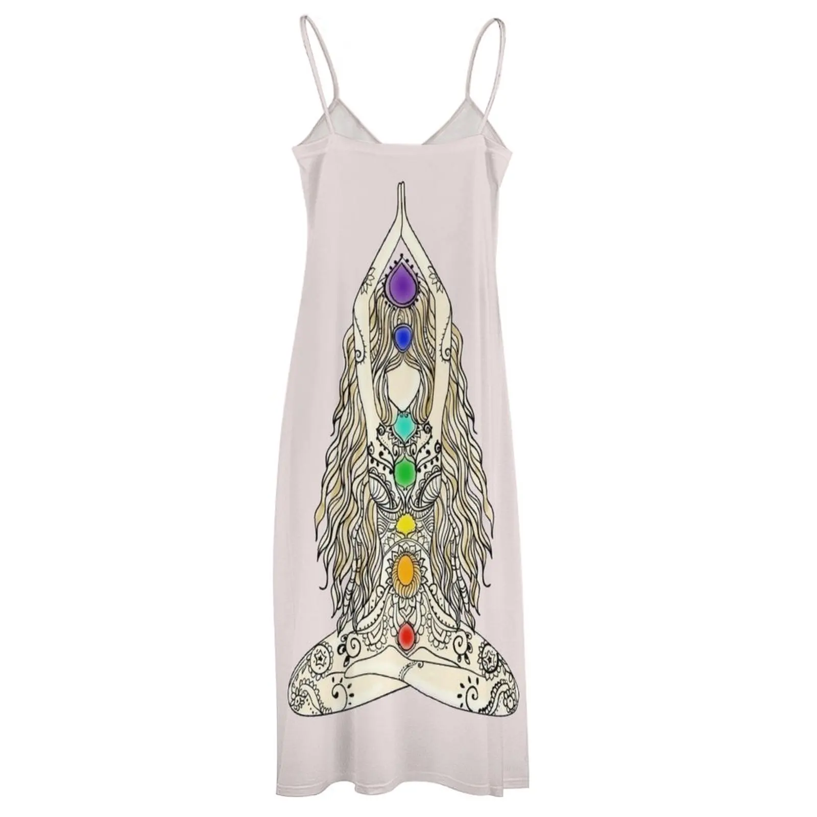 Vestido sin mangas de yoga lotus position para mujer, ropa india para meditación deportiva, 7 chakras om, espiritual, verano, 2024