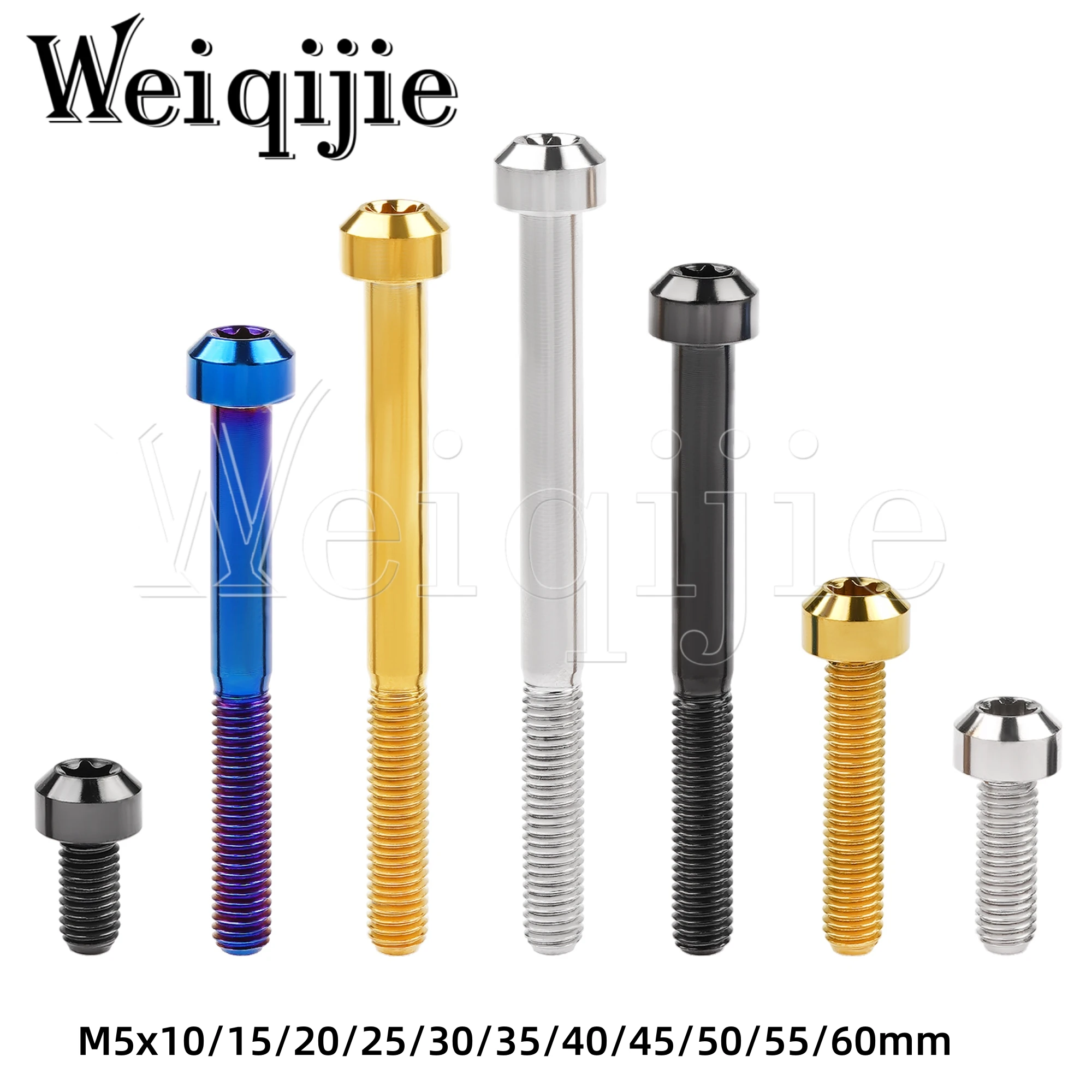 Weiqijie Titanium Bolt M5x10/15/20/25/30/35/40/45/50/55/60mm T25 Torx Head Bicycle Motorcycle Car Refit Fastener Brake