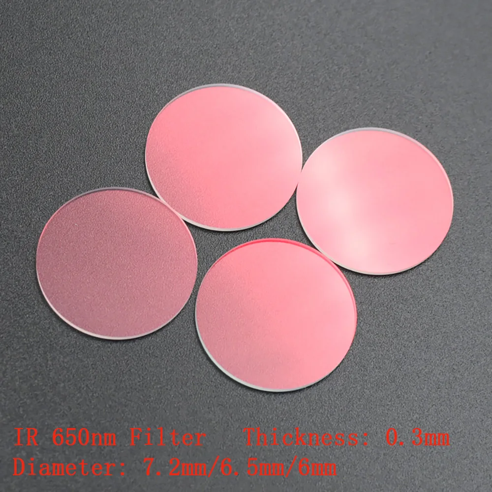 650 nm Infrarotfilter, optisches Glas, IR-Sperrfilter für Objektivdurchmesser 6 mm/6,5 mm/7,2 mm, Dicke 0,3 mm